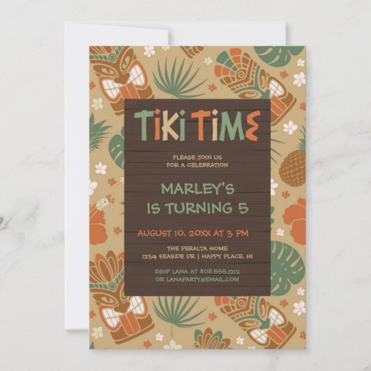 Tropische feestdag in Tiki Kaart (Voorkant)