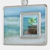 Tropische feestdag verzilverd omlijst ornament (Links)
