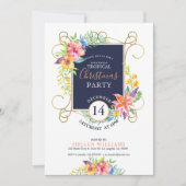 Tropische feestgoedjes bloemen en gouden Lijst Kaart (Voorkant)