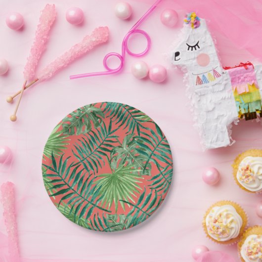 Tropische feestpalmbladeren strandbruiloft papieren bordje (Feest)