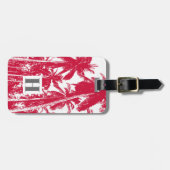 Tropische feestpalmen in rood en wit bagagelabel (Voorkant horizontaal)