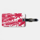 Tropische feestpalmen in rood en wit bagagelabel (Achterkant horizontaal)