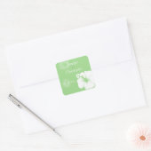 Tropische Feijoa Groene en Witte Hibiscus Bruiloft Vierkante Sticker (Envelop)