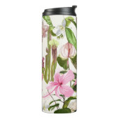 Tropische felgroene bladeren, bloemen. thermosbeker (Gedraaid links)