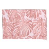 Tropische feminine Warm Pink Monstera Oerwoud Blad Kussensloop (Voorkant-Links)