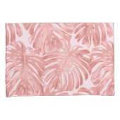Tropische feminine Warm Pink Monstera Oerwoud Blad Kussensloop (Voorkant-Rechts)
