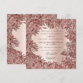 Tropische fern Leafs omhuld Roos Gold Pink Metalli Kaart (Voorkant / Achterkant)