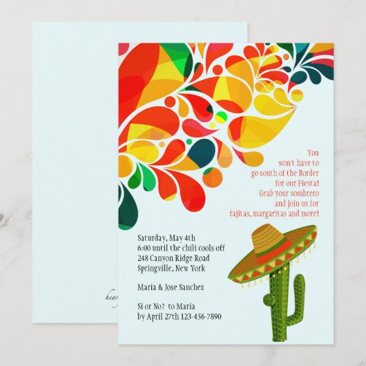 Tropische Fiesta Cinco de Mayo uitnodiging (Voorkant / Achterkant)