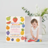 Tropische Fiesta Verjaardag Uitnodiging met foto (Staand voorkant)