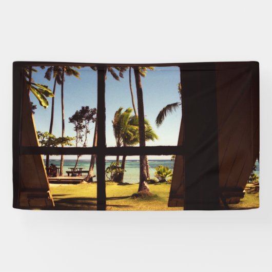Tropische Fiji Beach Scene BrCNA Spandoek (Horizontaal)