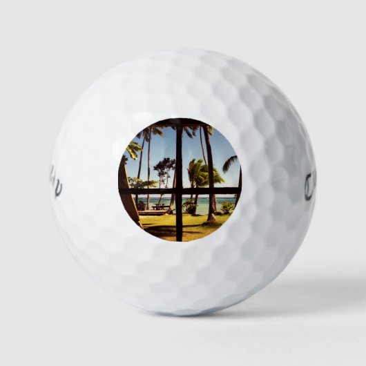 Tropische Fiji Beach Scene cwb gbcnm Golfballen (Voorkant)