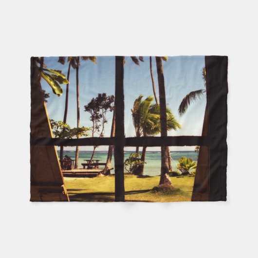 Tropische Fiji Beach Scene Fbcna Fleece Deken (Voorkant (Horizontaal))
