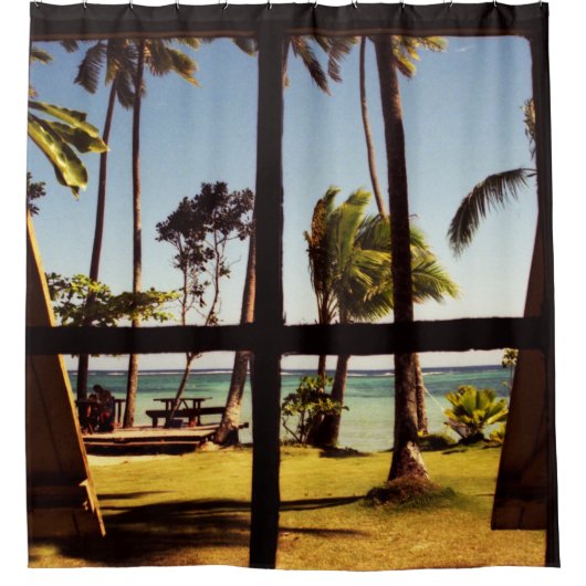Tropische Fiji Beach Scene sccn Douchegordijn (Voorkant)