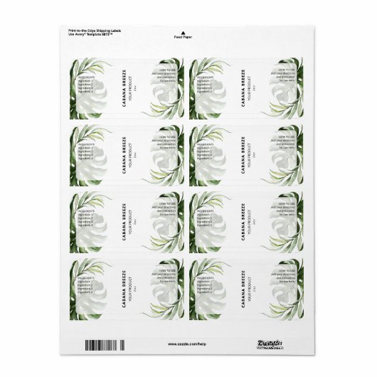 Tropische flacondopperlabels etiket (Full Sheet)