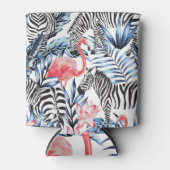 Tropische flair: Flamingo Zebra Paradise Blikjeskoeler (Voorkant)