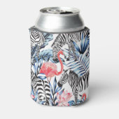 Tropische flair: Flamingo Zebra Paradise Blikjeskoeler (Blikje Achterkant)