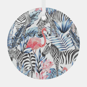 Tropische flair: Flamingo Zebra Paradise Glas Ornament