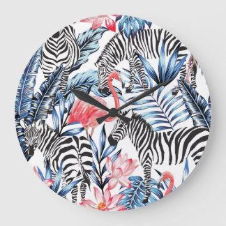 Tropische flair: Flamingo Zebra Paradise Grote Klok