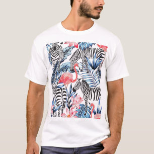 Tropische flair: Flamingo Zebra Paradise T-shirt