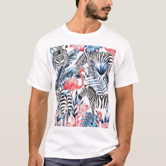 Tropische flair: Flamingo Zebra Paradise T-shirt