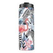 Tropische flair: Flamingo Zebra Paradise Thermosbeker (Voorkant)