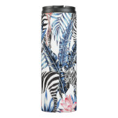 Tropische flair: Flamingo Zebra Paradise Thermosbeker (Achterkant)