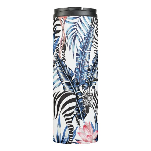Tropische flair: Flamingo Zebra Paradise Thermosbeker (Achterkant)