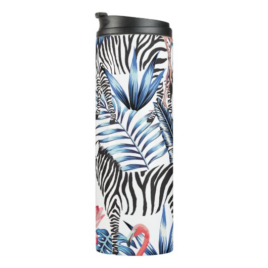 Tropische flair: Flamingo Zebra Paradise Thermosbeker (Geroteerd rechts)