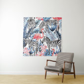 Tropische flair: Flamingo Zebra Paradise Wandkleed (In situ)