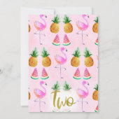 Tropische Flamingo 2e verjaardag Uitnodiging (Achterkant)