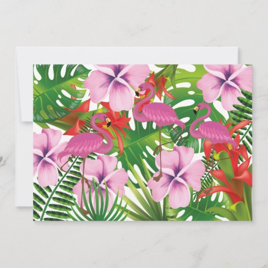 Tropische flamingo 5e verjaardagsfeest kaart (Achterkant)