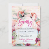 Tropische flamingo 70ste verjaardag uitnodiging (Voorkant)