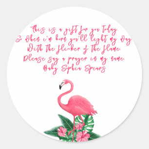 Tropische Flamingo - Aanbiddingskaarslabel Ronde Sticker
