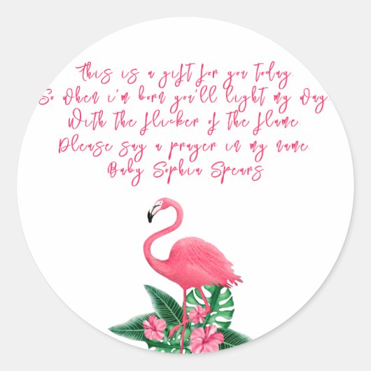 Tropische Flamingo - Aanbiddingskaarslabel Ronde Sticker (Voorkant)