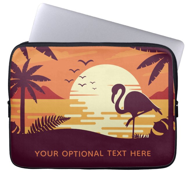 Tropische Flamingo aangepaste tekstlaptophoezen Laptop Sleeve (Voorkant)