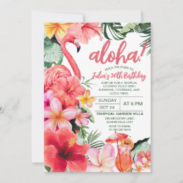 Tropische Flamingo Aloha Hibiscus Cocktail Verjaar Kaart