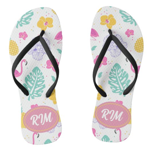 Tropische Flamingo & Ananas Teenslippers Zomer (Voetbed)