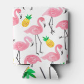 Tropische Flamingo Ananas: Waterverf Set Blikjeskoeler (Achterkant)