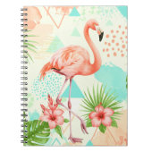 Tropische Flamingo Aquarel & Geometrisch Patroon Notitieboek (Voorkant)