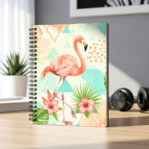 Tropische Flamingo Aquarel & Geometrisch Patroon Notitieboek