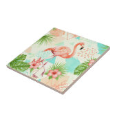 Tropische Flamingo Aquarel & Geometrisch Patroon Tegeltje (Zijkant)