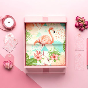 Tropische Flamingo Aquarel & Geometrisch Patroon Tissuepapier