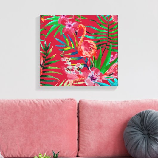 Tropische flamingo art. canvas afdruk (Insitu (Woonkamer))