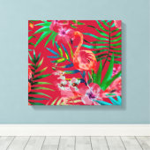 Tropische flamingo art. canvas afdruk (Insitu (Houten vloer))