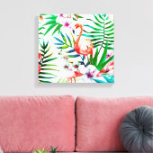Tropische flamingo art. canvas afdruk (Insitu (Woonkamer))