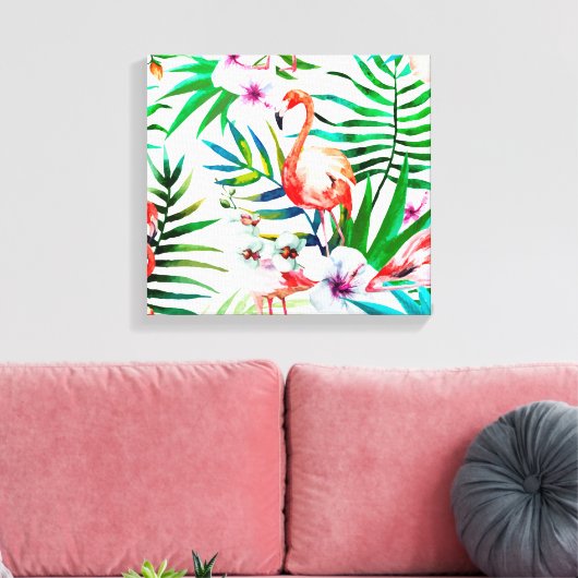 Tropische flamingo art. canvas afdruk (Insitu (Woonkamer))