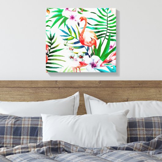 Tropische flamingo art. canvas afdruk (Insitu (Slaapkamer))