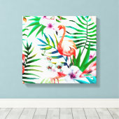 Tropische flamingo art. canvas afdruk (Insitu (Houten vloer))