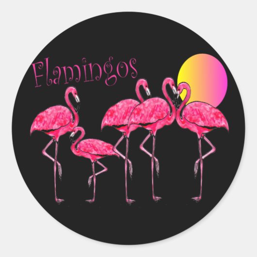 Tropische Flamingo Art Gifts Ronde Sticker (Voorkant)
