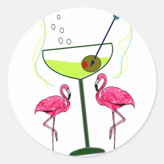 Tropische Flamingo Art Gifts Ronde Sticker (Voorkant)